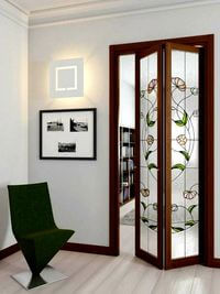 Двери гармошка с витражным декором Канск